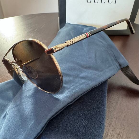 Gucci GG0388S Gold Frame Aviator Sunglasses - 56mm - Picture 5 of 11